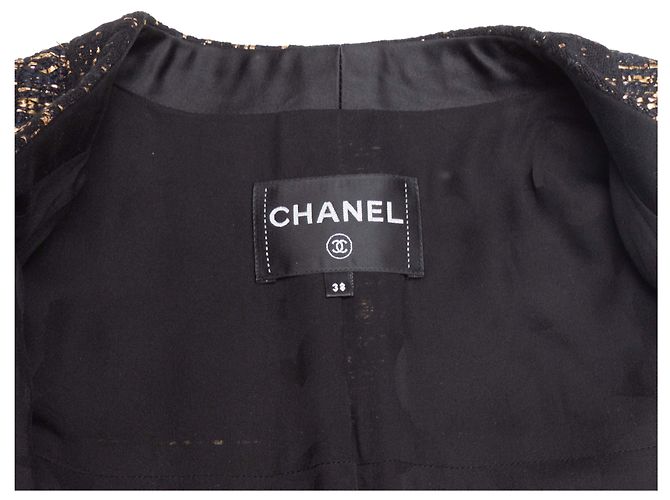 Black & Gold Chanel Metallic Wool-Blend Jacket Size FR 38 - view 7