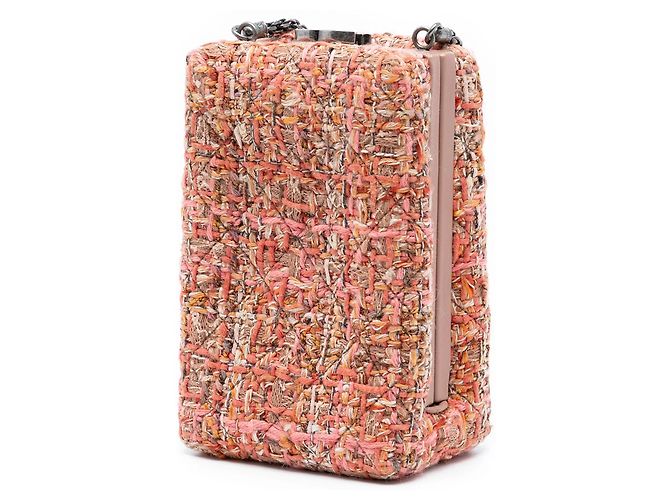 Borsa a tracolla verticale Chanel CC Tweed con catena rosa - vista 2