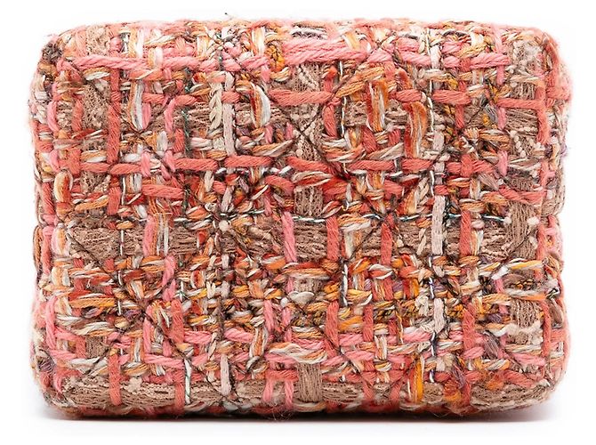 Borsa a tracolla verticale Chanel CC Tweed con catena rosa - vista 3