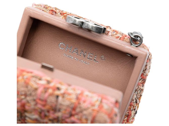 Borsa a tracolla verticale Chanel CC Tweed con catena rosa - vista 5