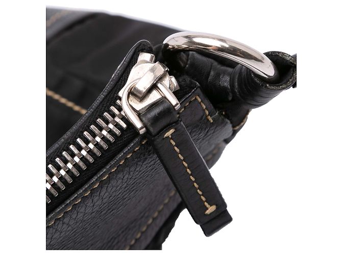 Borsa a tracolla in pelle e tessuto nero Prada - vista 11