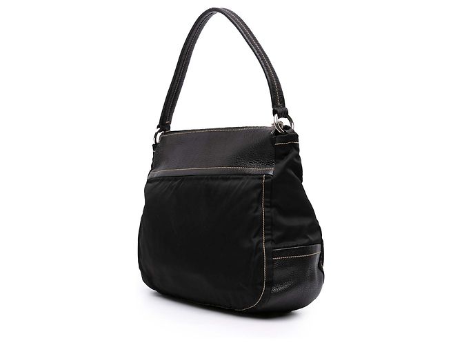 Borsa a tracolla in pelle e tessuto nero Prada - vista 2
