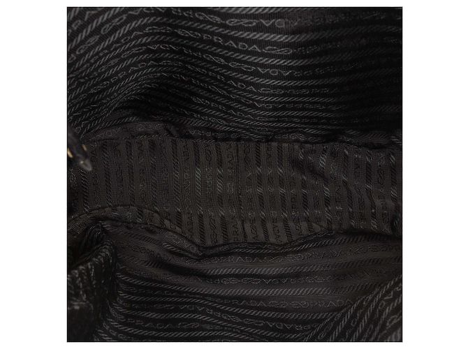 Borsa a tracolla in pelle e tessuto nero Prada - vista 4