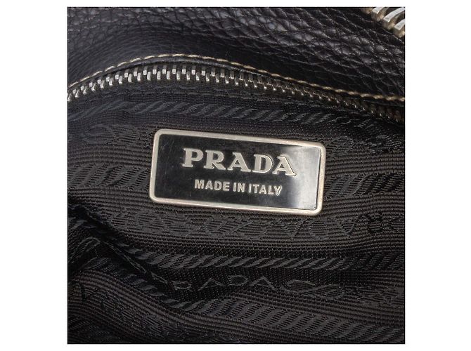 Borsa a tracolla in pelle e tessuto nero Prada - vista 5