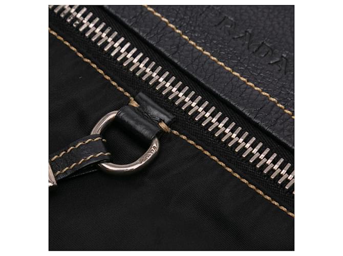 Borsa a tracolla in pelle e tessuto nero Prada - vista 6
