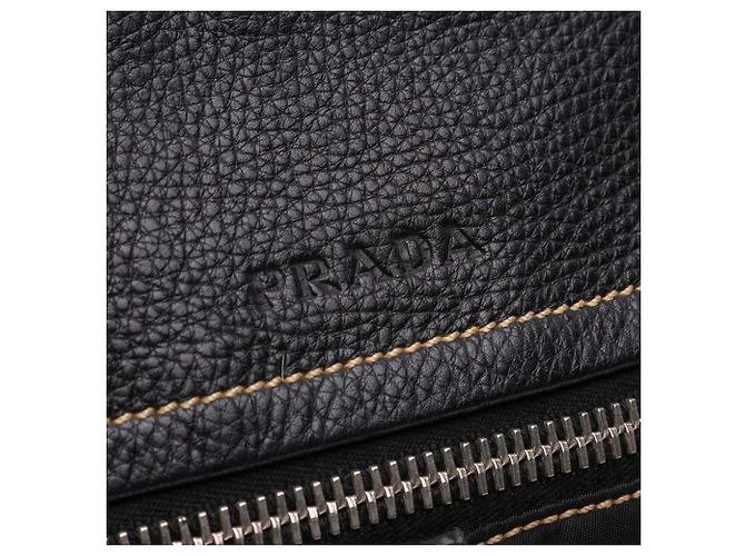 Borsa a tracolla in pelle e tessuto nero Prada - vista 7