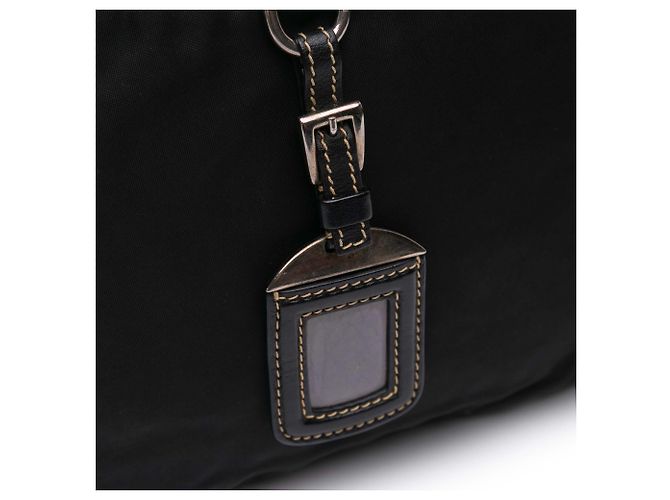 Borsa a tracolla in pelle e tessuto nero Prada - vista 8
