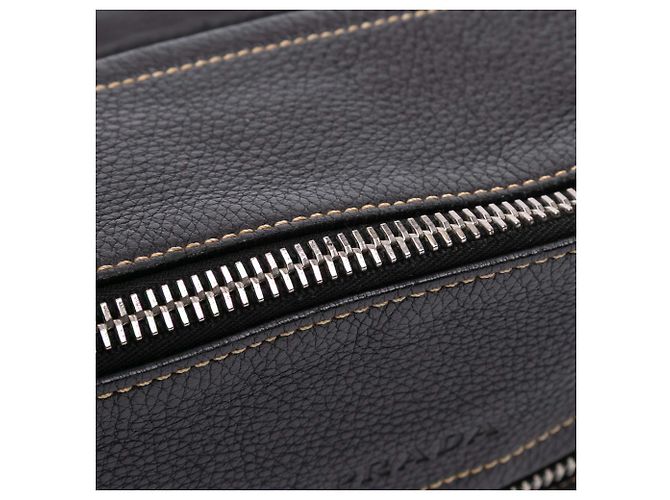 Borsa a tracolla in pelle e tessuto nero Prada - vista 9