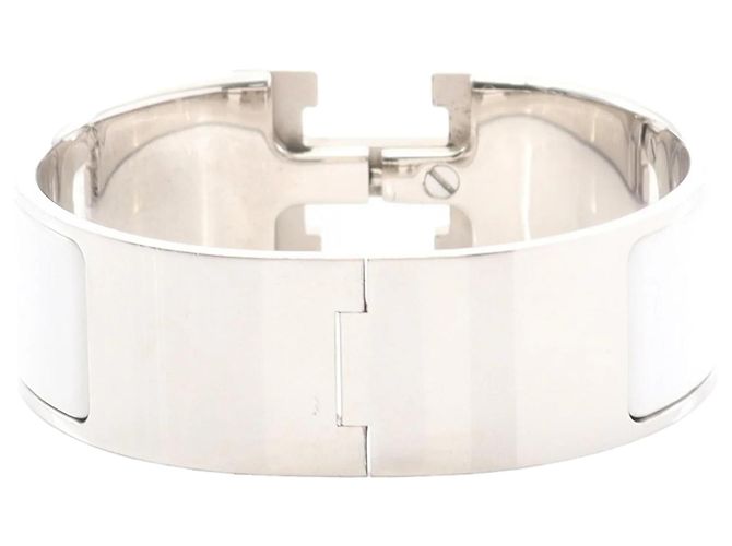 Bracciale Hermès Wide Enamel Clic Clac H PM bianco - vista 2
