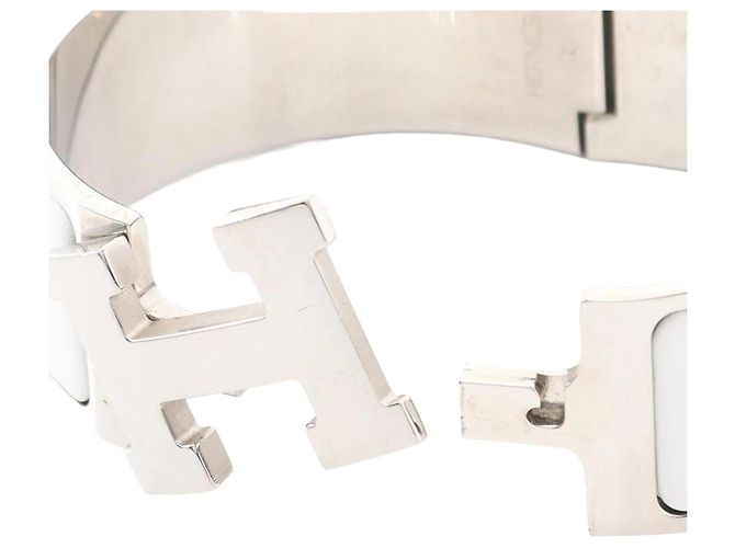 Bracciale Hermès Wide Enamel Clic Clac H PM bianco - vista 4