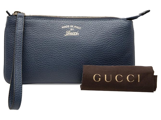 Pochette da polso Swing in pelle martellata blu Gucci - vista 8