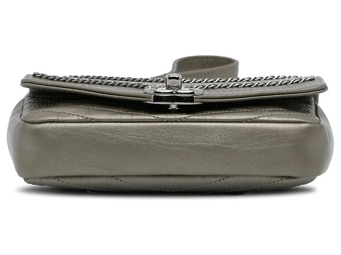 Gray Chanel Mini Embellished Calfskin Chevron Square Envelop Flap Crossbody Bag Grey - view 5