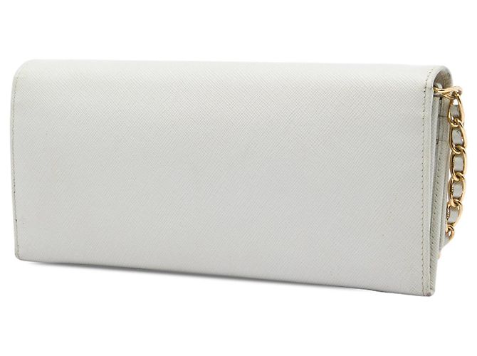 Borsa a tracolla con catena White Prada Saffiano Lux Wallet Bianco - vista 2