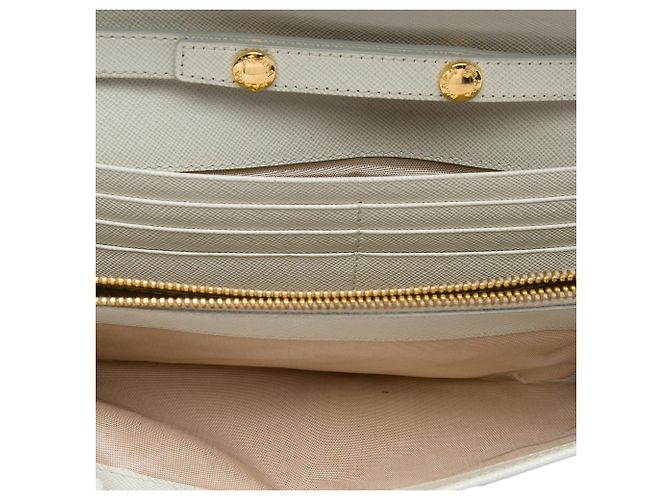 Borsa a tracolla con catena White Prada Saffiano Lux Wallet Bianco - vista 4
