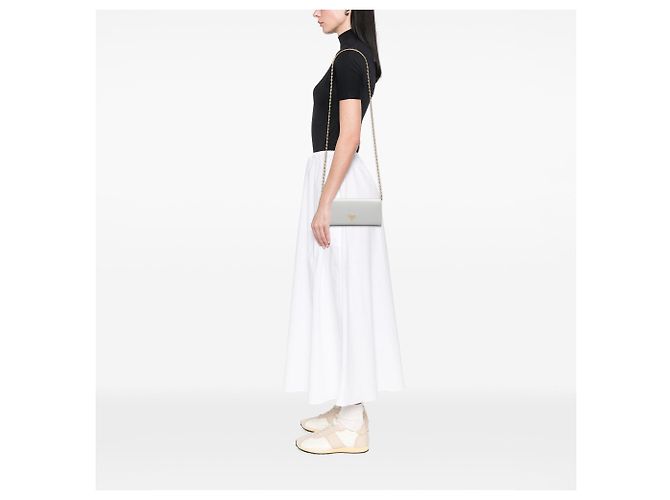 Borsa a tracolla con catena White Prada Saffiano Lux Wallet Bianco - vista 6