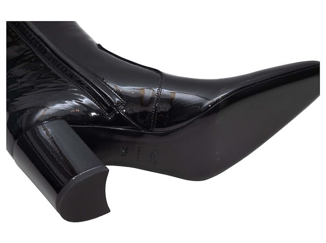 Botas altas de punta cuadrada en charol negro Saint Laurent Talla 38 - vista 5
