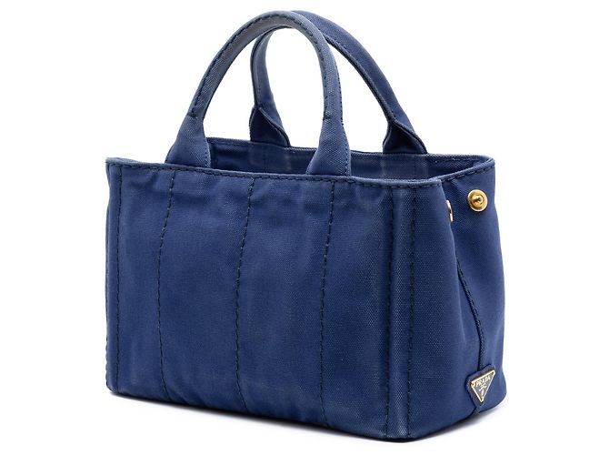 Borsa Tote e Borsa a tracolla Prada Small Canvas Canapa Logo blu - vista 2