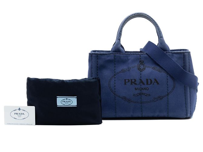 Borsa Tote e Borsa a tracolla Prada Small Canvas Canapa Logo blu - vista 7