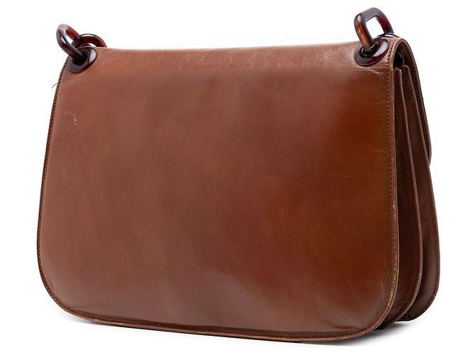 Borsa a tracolla con catena Prada Goatskin Madras marrone - vista 2