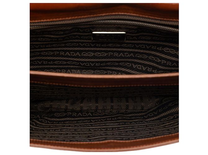 Borsa a tracolla con catena Prada Goatskin Madras marrone - vista 4