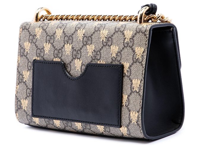 Borsa a tracolla Gucci Small GG Supreme Bee Padlock nera Nero - vista 2