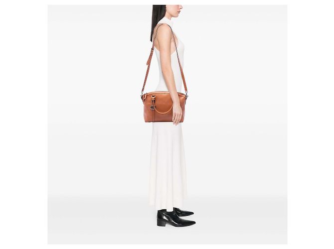 Brauner Gucci Medium Kalbsleder GG Charm Dome Satchel - Ansicht 6