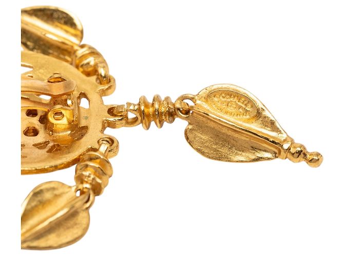 Orecchini clip con frange in filigrana placcati oro Chanel CC Gold D'oro - vista 3
