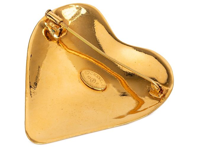 Spilla Cuore Chanel CC placcata oro D'oro - vista 2