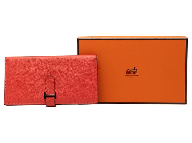 Cartera larga Bearn en piel Epsom roja Hermès - vista 11