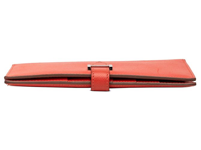Cartera larga Bearn en piel Epsom roja Hermès - vista 3