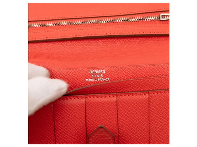Cartera larga Bearn en piel Epsom roja Hermès - vista 6