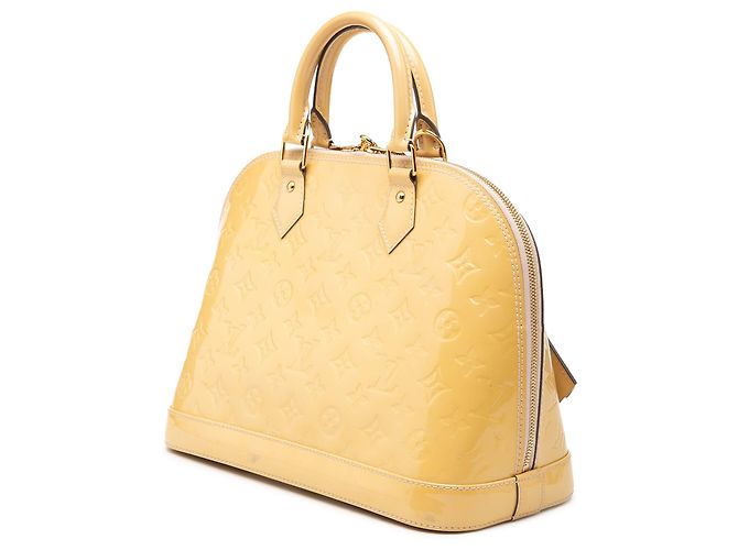 Yellow Louis Vuitton Monogram Vernis Alma PM Handbag Beige - view 2