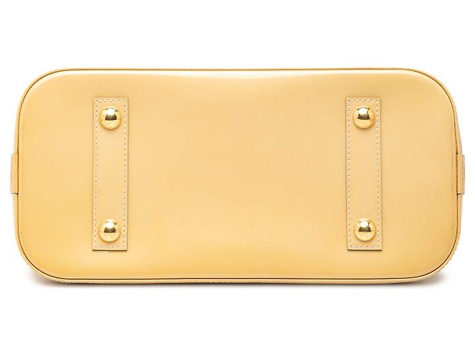 Yellow Louis Vuitton Monogram Vernis Alma PM Handbag Beige - view 3