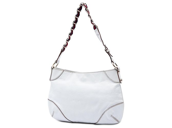 Borsa a tracolla Gucci White Calfskin Web Capri Ranch Kid Bianco - vista 2