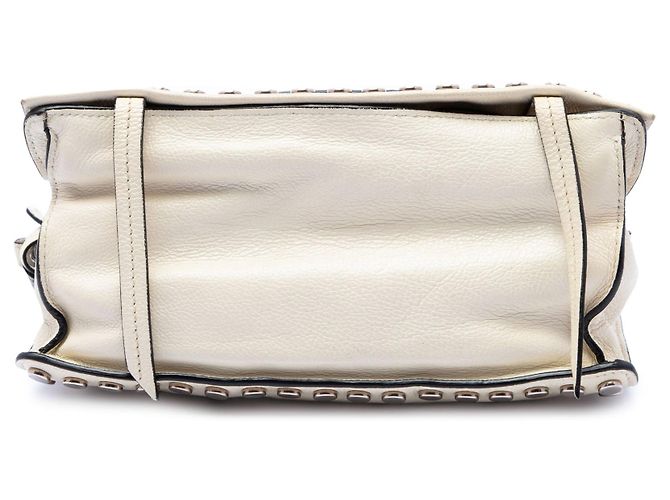 Borsa Prada Glace Calfskin Studded Etiquette Flap bianca Bianco - vista 3