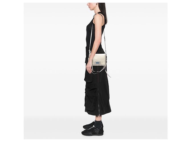 Borsa Prada Glace Calfskin Studded Etiquette Flap bianca Bianco - vista 6