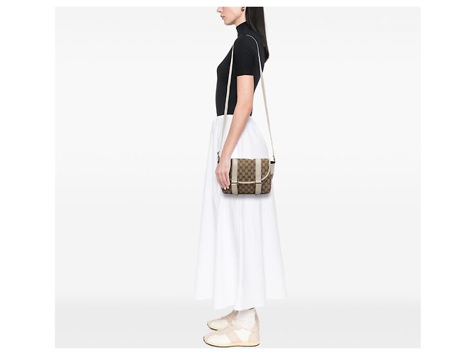 Borsa a tracolla Gucci GG Canvas bianca Bianco - vista 6
