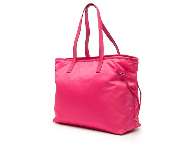 Borsa Tote Convertible Aperta Prada Saffiano Trimmed Tessuto Rosa - vista 2