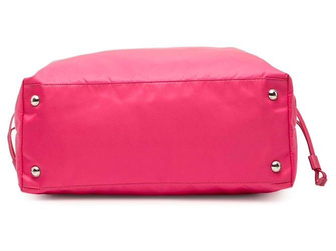 Borsa Tote Convertible Aperta Prada Saffiano Trimmed Tessuto Rosa - vista 3