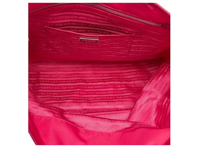 Borsa Tote Convertible Aperta Prada Saffiano Trimmed Tessuto Rosa - vista 4