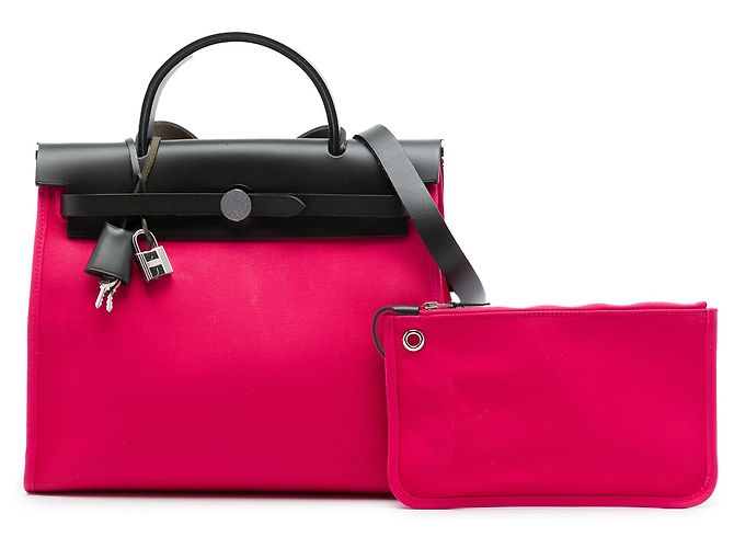 Pink Hermès Toile Herbag Zip 31 Satchel - view 7