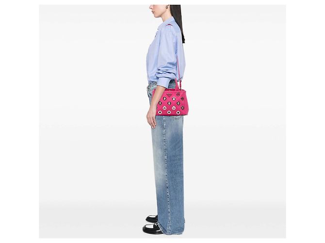Piccola borsa Prada in tela Canapa rosa con occhielli - vista 6