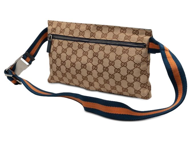 Borsa a tracolla Gucci GG Canvas Web Double Pocket Beige - vista 2
