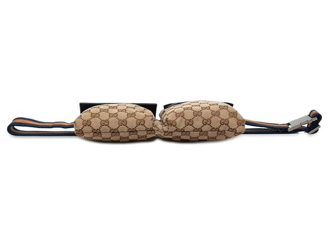 Borsa a tracolla Gucci GG Canvas Web Double Pocket Beige - vista 3