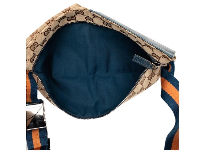 Borsa a tracolla Gucci GG Canvas Web Double Pocket Beige - vista 4