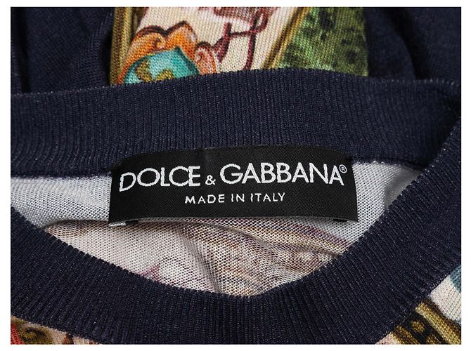 Navy & Multicolor Dolce & Gabbana Löwen- & Cherubinen-Motiv bedruckter Pullover Größe US S Blau - Ansicht 4