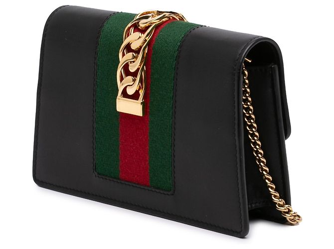 Borsa a tracolla Gucci Super Mini Sylvie in pelle di vitello Web nera Nero - vista 2