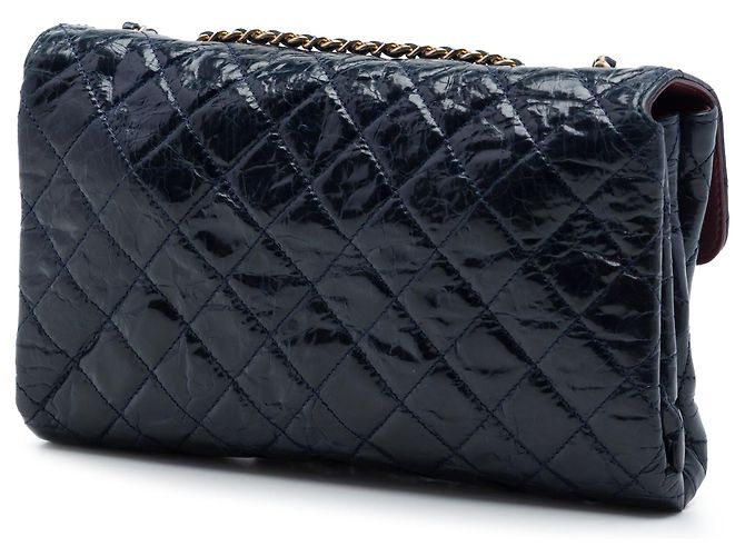 Borsa a tracolla Chanel CC trapuntata in pelle di vitello craquelé blu - vista 2