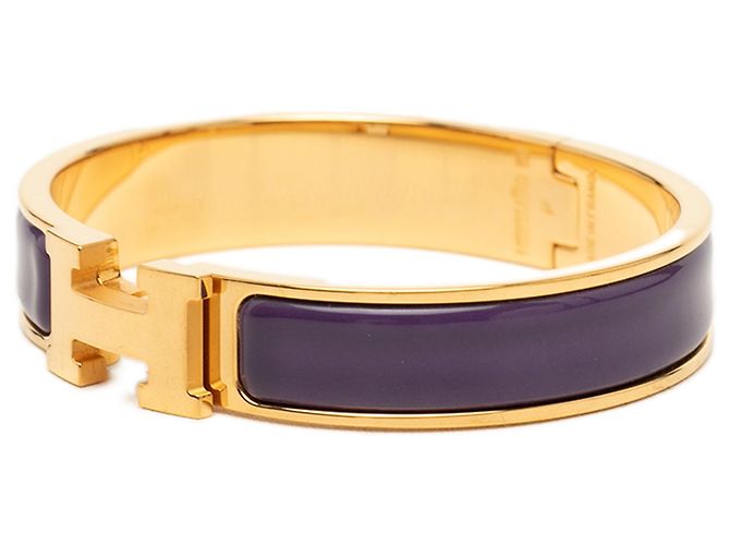 Bracciale Hermès Narrow Enamel Clic H GM Viola Porpora - vista 2
