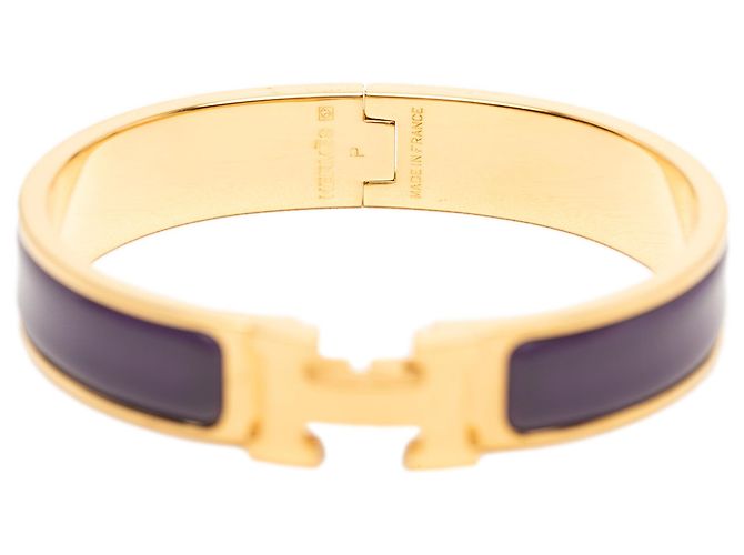Bracciale Hermès Narrow Enamel Clic H GM Viola Porpora - vista 4